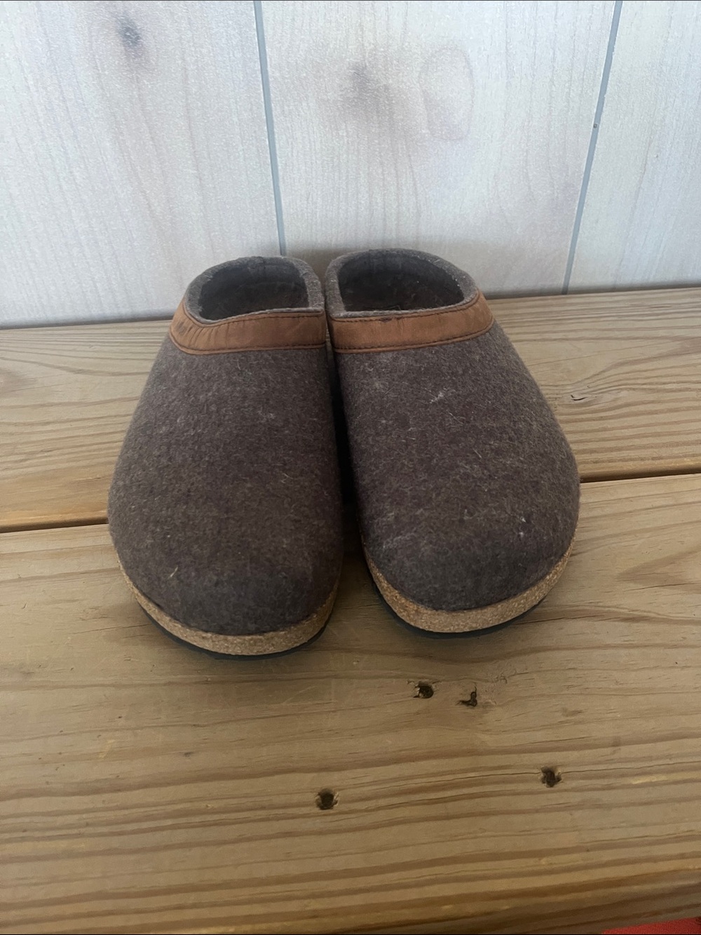 Haflinger Brown Felt Slip-On Women's Clogs